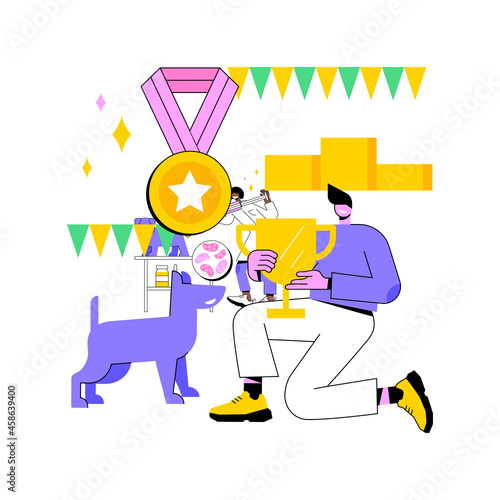 Rabies and your pet abstract concept vector illustration. Dogs rabies, home animals vaccination, pets disease prevention program, puppy vaccine protection, veterinary service abstract metaphor.