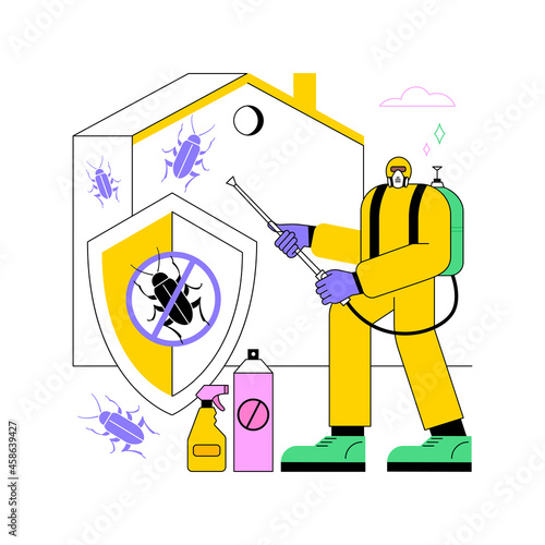 Home pest insects control abstract concept vector illustration. Pest insects control, vermin exterminator service, insect thrips equipment, DIY solution, home garden protection abstract metaphor.