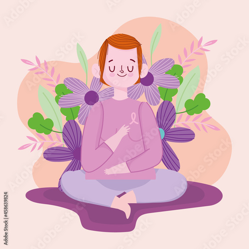 smiling woman and pink ribbon