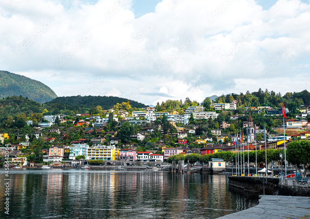 sitzerland, lake lucerne, sea, water, landscape, boat, travel, city, harbor, sky, bay, town, summer, village, tourism, river, view, port, architecture, island, europe, panorama, house,