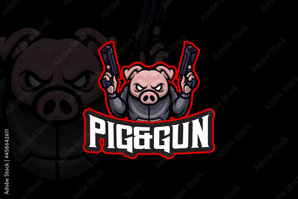 Pig & Gun - Esport Logo Template