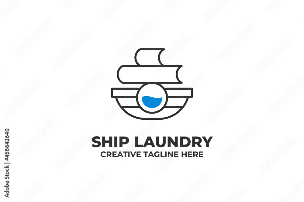 Laundry Ship Clean Wash Logo