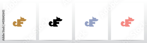 Alphabet Shaped Dog Letter Logo Design F