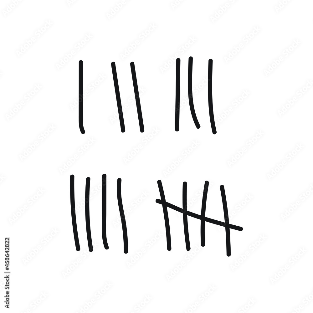 Tally marks, prison wall icon design isolated on white background Tally marks, prison wall icon design isolated on white background