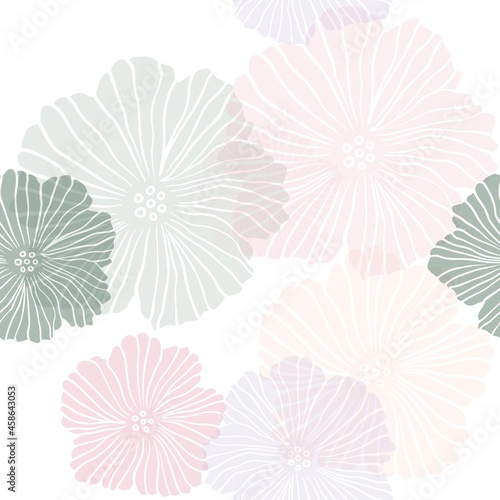 Light Multicolor vector seamless doodle pattern with flowers.