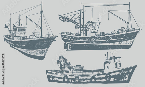 fishing trawler vector