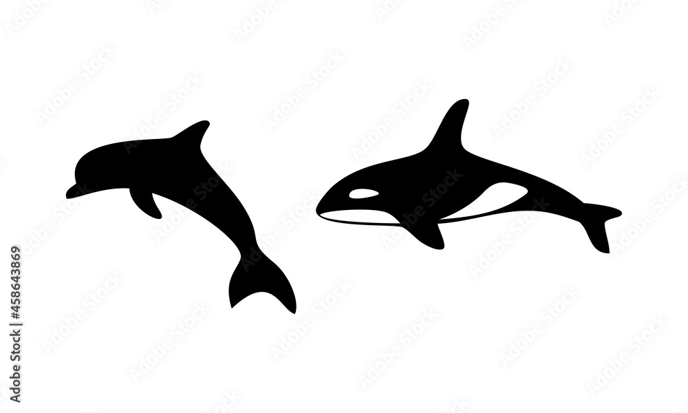 Fototapeta premium dolphin and orca whale vector design