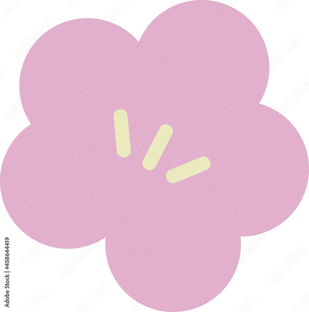 Obraz premium ポップでかわいいピンクの花のイラスト 年賀状 正月 日本