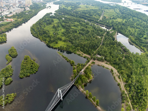 Tableau sur toile Cable-stayed bridge Krasnoyarsk top view