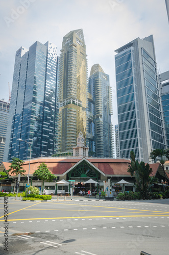Photography Lau Pa Sat is one of the most popular food markets, or what locals refer to as a 'hawker center`, in the heart of Singapore's financial district