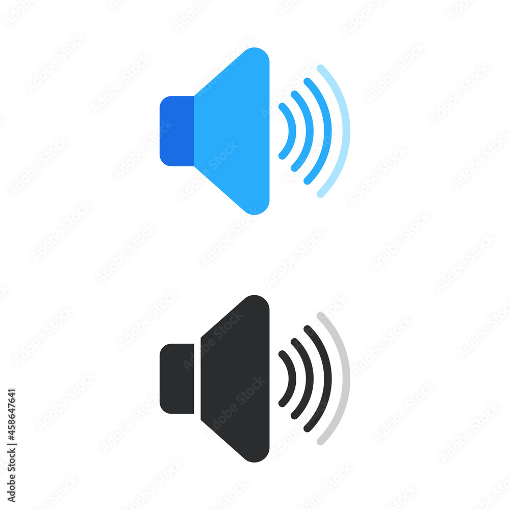 Simple volume icon with blue and black color isolated on white background Simple volume icon with blue and black color isolated on white background