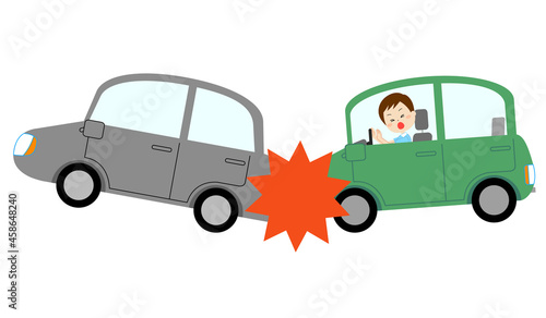 前の車に追突してしまった車