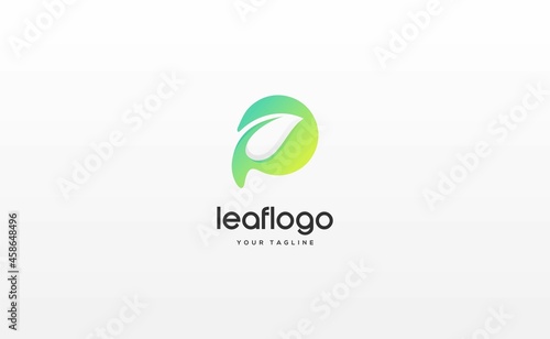 Letter p leaf modern logo design