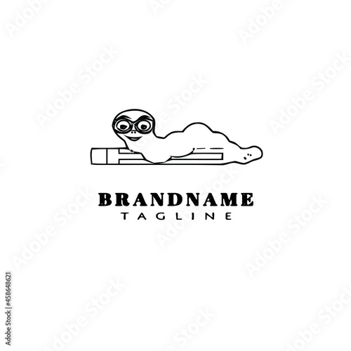 bookworm logo cartoon icon design template black isolated vector cute