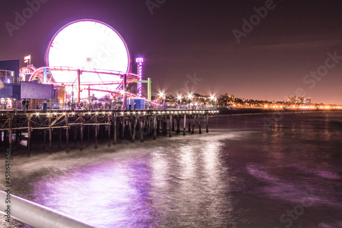 View of Santa Monica Pier at night - Long Exposure 