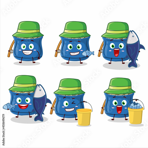 A fisherman thyme cartoon picture catch a big fish