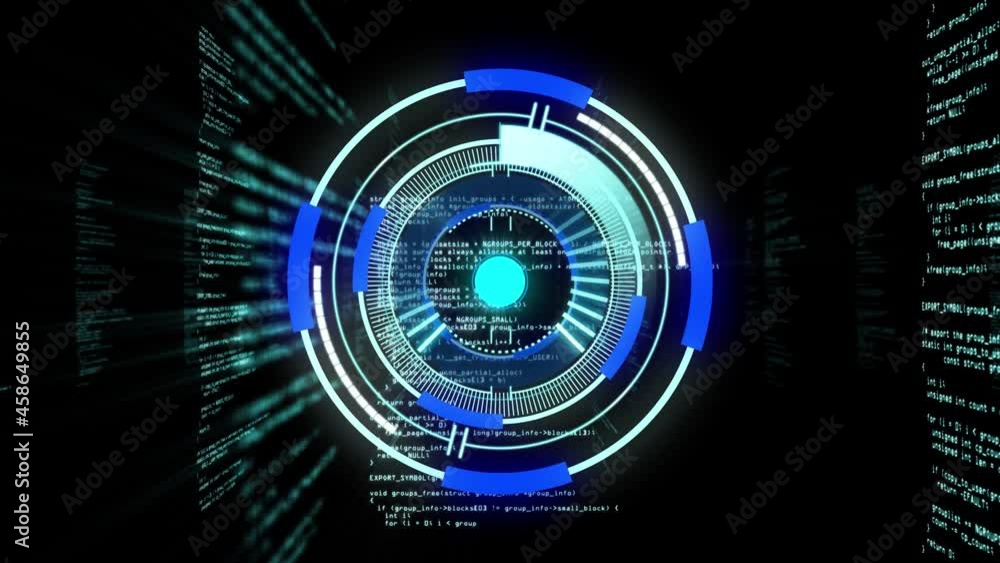 Animation of scope scanning with clock over data processing on black background Animation of scope scanning with clock over data processing on black background
