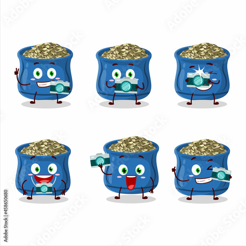 Photographer profession emoticon with thyme cartoon character