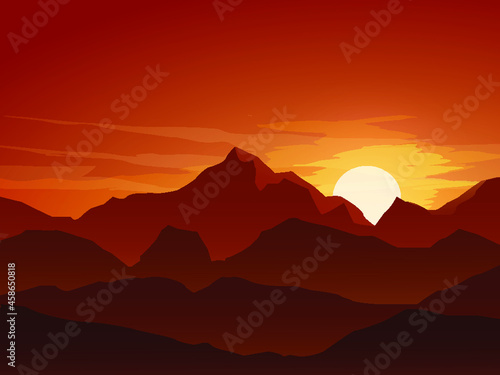 dramatic sunset over mountains