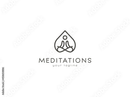 meditation minimalist logo design vector