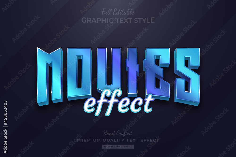 Obraz premium Blue Movies Title Editable Premium Text Effect Font Style