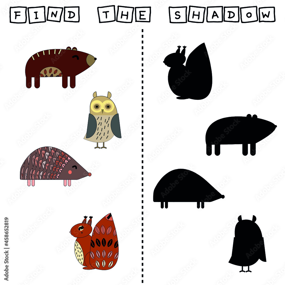 Animal worksheet vector design, the task is to cut and glue a piece on ...