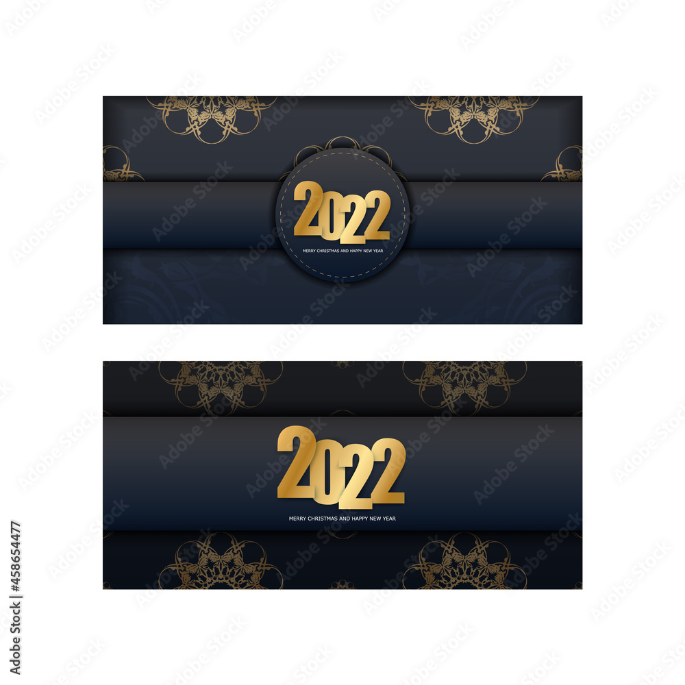 Holiday Flyer 2022 Merry Christmas Black with Luxury Gold Ornament