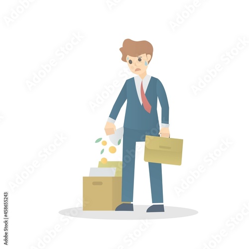 Employees company sad were fired, lost their jobs, had no money in their pockets,vector.