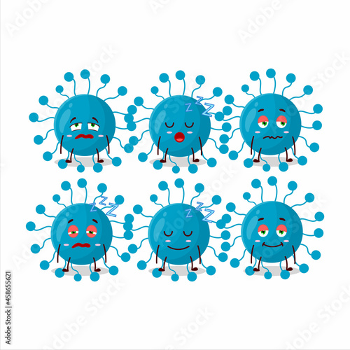Cartoon character of bovine virus with sleepy expression