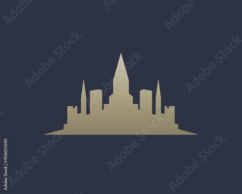 City or skyline silhouette abstract logo design at night