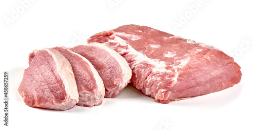 Pork loin with steaks, isolated on white background.