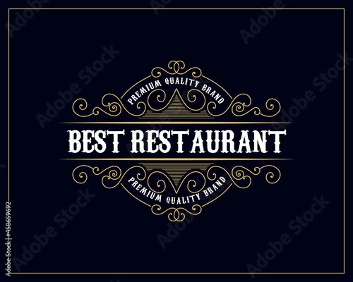 Vintage ornamental vector with floral ornament Suitable for whiskey, liquor, beer, brewery, wine, barber shop, coffee shop, tattoo studio, salon, boutique, hotel, shop signage engraving illustration
