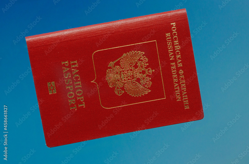 passport of a citizen of the Russian Federation on a blue background passport of a citizen of the Russian Federation on a blue background