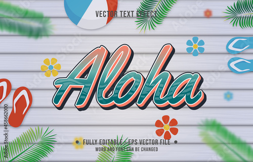 Text effect aloha gradient style with summer season theme background