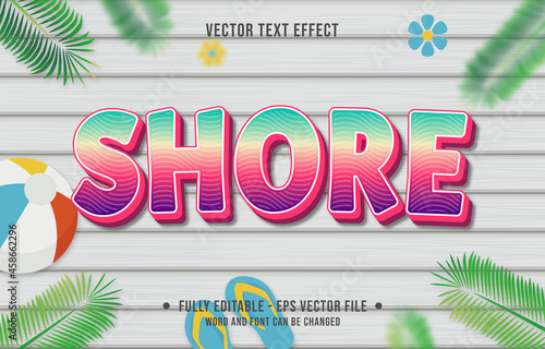 Text effect shore gradient style with summer season theme background