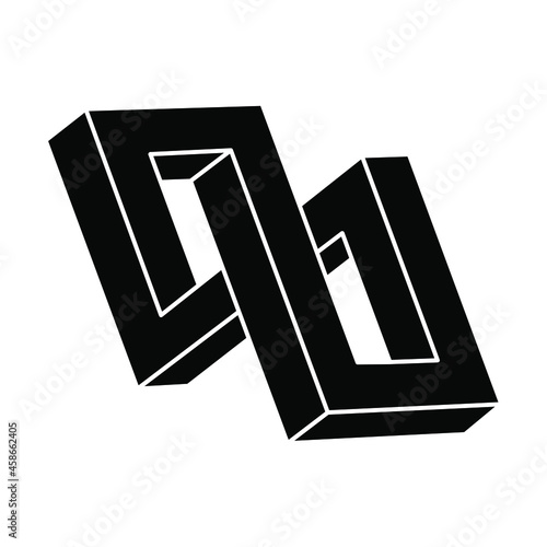 Impossible object. Sacred geometry shape. Optical illusion figure. Optical art.