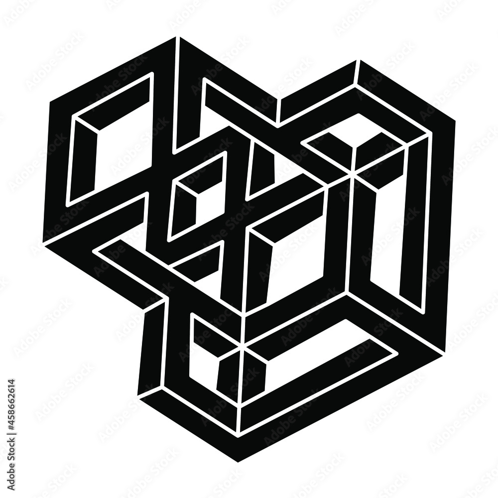 Impossible shape logo design, optical illusion object. Optical art figure. Sacred geometry. Impossible shape logo design, optical illusion object. Optical art figure. Sacred geometry.