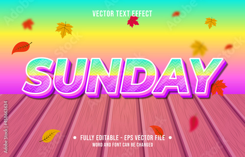 Text effect sunday gradient style autumn season background