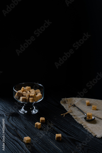 Cane sugar in cubes to add to coffee or tea