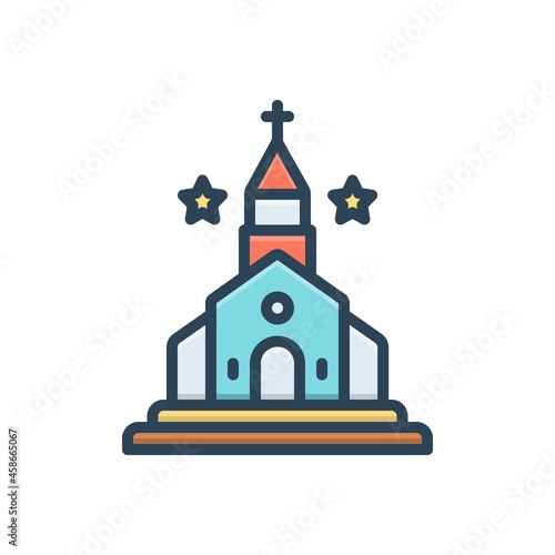 Color illustration icon for kirk catholic  photo