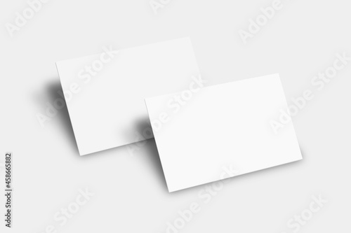 Blank business card mockup vector in white tone with front and rear view