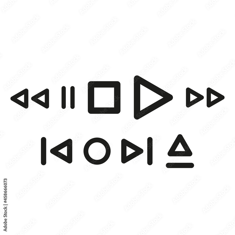 Audio, video control panel image. Flat style button icons for your app, website, layout design. Vector illustration Audio, video control panel image. Flat style button icons for your app, website, layout design. Vector illustration