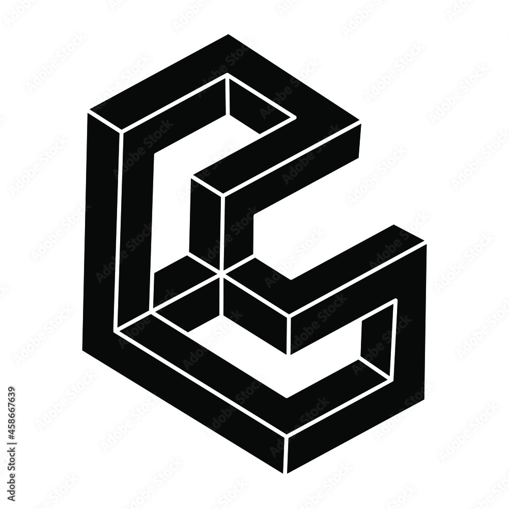 Optical art. Impossible object. Geometric shape. Optical illusion figure. Optical art. Impossible object. Geometric shape. Optical illusion figure.
