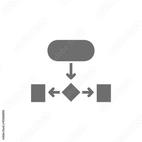 Hierarchical structure, auxiliary chart grey icon. Isolated on white background