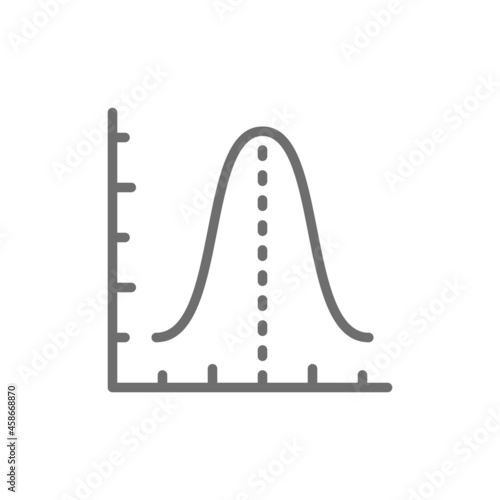 Gauss histogram function graph, parabola grey icon.