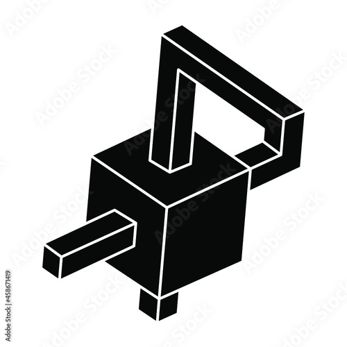Impossible figure. Optical illusion object. Optical art shape. Unreal geometry.