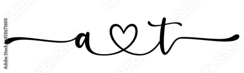 at, ta, letters with heart Monogram, monogram wedding logo. Love icon, couples Initials, lower case, connecting HEART, home decor,