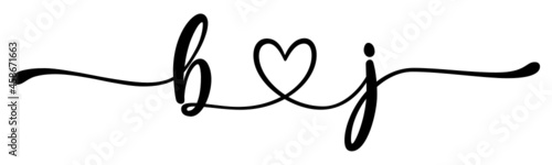 bj, jb, letters with heart Monogram, monogram wedding logo. Love icon, couples Initials, lower case, connecting HEART, home decor,
