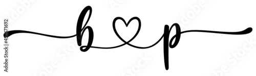 bp, pb, letters with heart Monogram, monogram wedding logo. Love icon, couples Initials, lower case, connecting HEART, home decor,