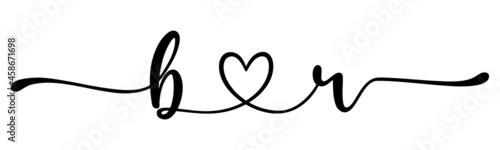 br, rb, letters with heart Monogram, monogram wedding logo. Love icon, couples Initials, lower case, connecting HEART, home decor,